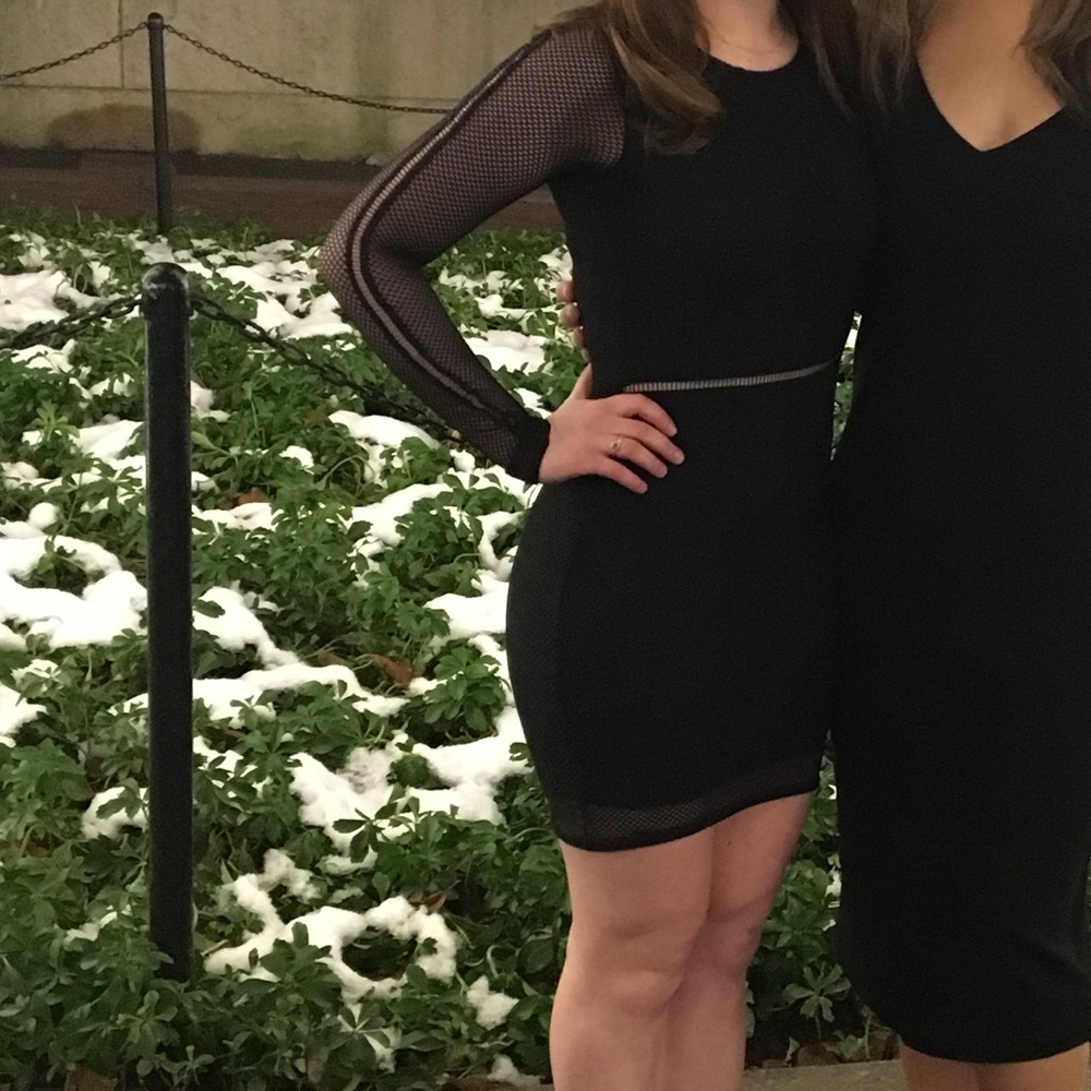 Missguided Black Fishnet Mesh Bodycon Dress - Size 6